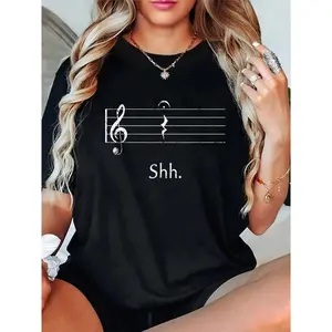 100% Cotton Funny Music Shirt Shh Quarter Rest And Fermata T-Shirt T-Shirt