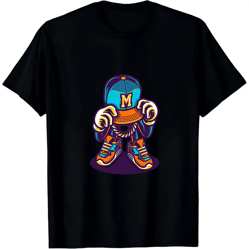 Men's Short-Sleeve Round Neck T-Shirt - Hypebeast Sneakerhead Cartoon Graphic Tee, Streetwear M Cap Character Urban Casual Sports Top, Shortsleeve, Tshirt, Bk, Urban Sport, All Seasons, Character Theme, Urban Look