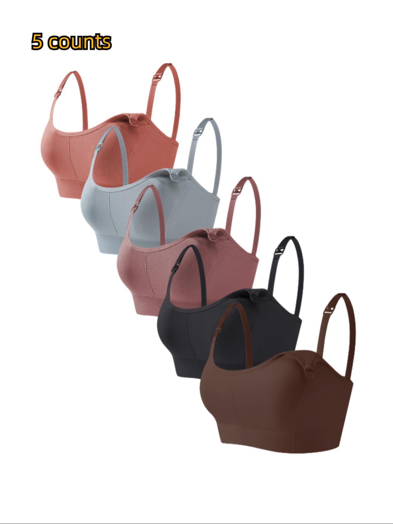 Women's Solid Detachable Adjustable Strap Nursing Bra Set, Front-Closure Bra, Soft Comfortable Breathable Pregnancy Maternity Bra, Maternity Clothing, Maternity Lingerie