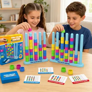 Color Sorting Stacking Game, Montessori Educational Toy for Kids, Matching Logic Board Game, Family Party Learning Toy