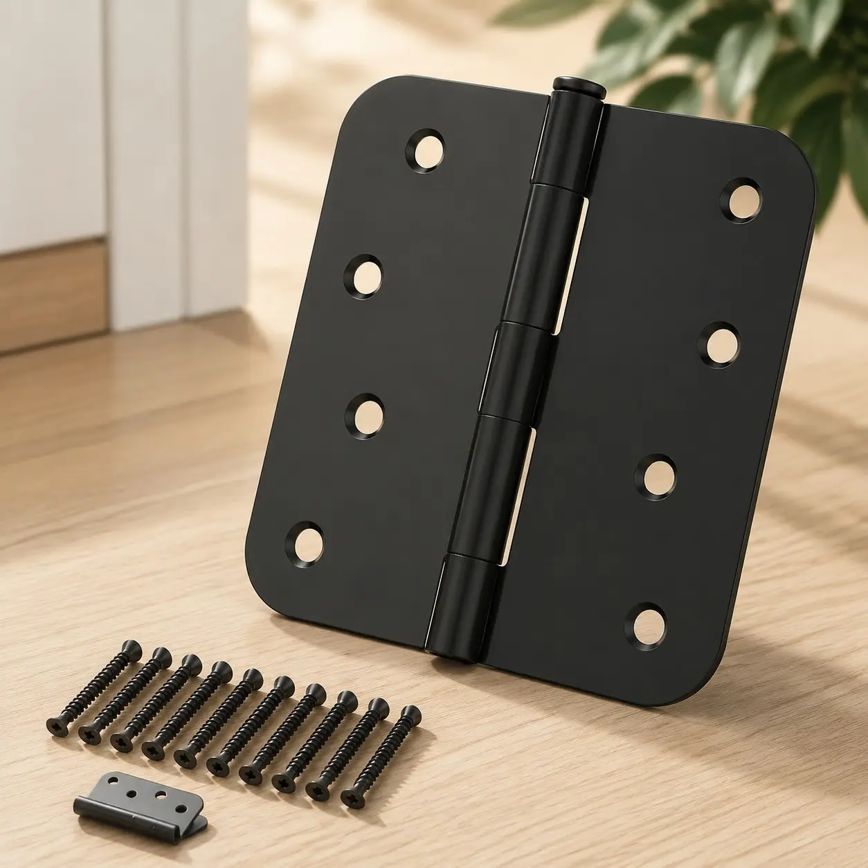 Black Exterior Door Hinges 4 Inch 3 Pack with 5/8" Radius Corners