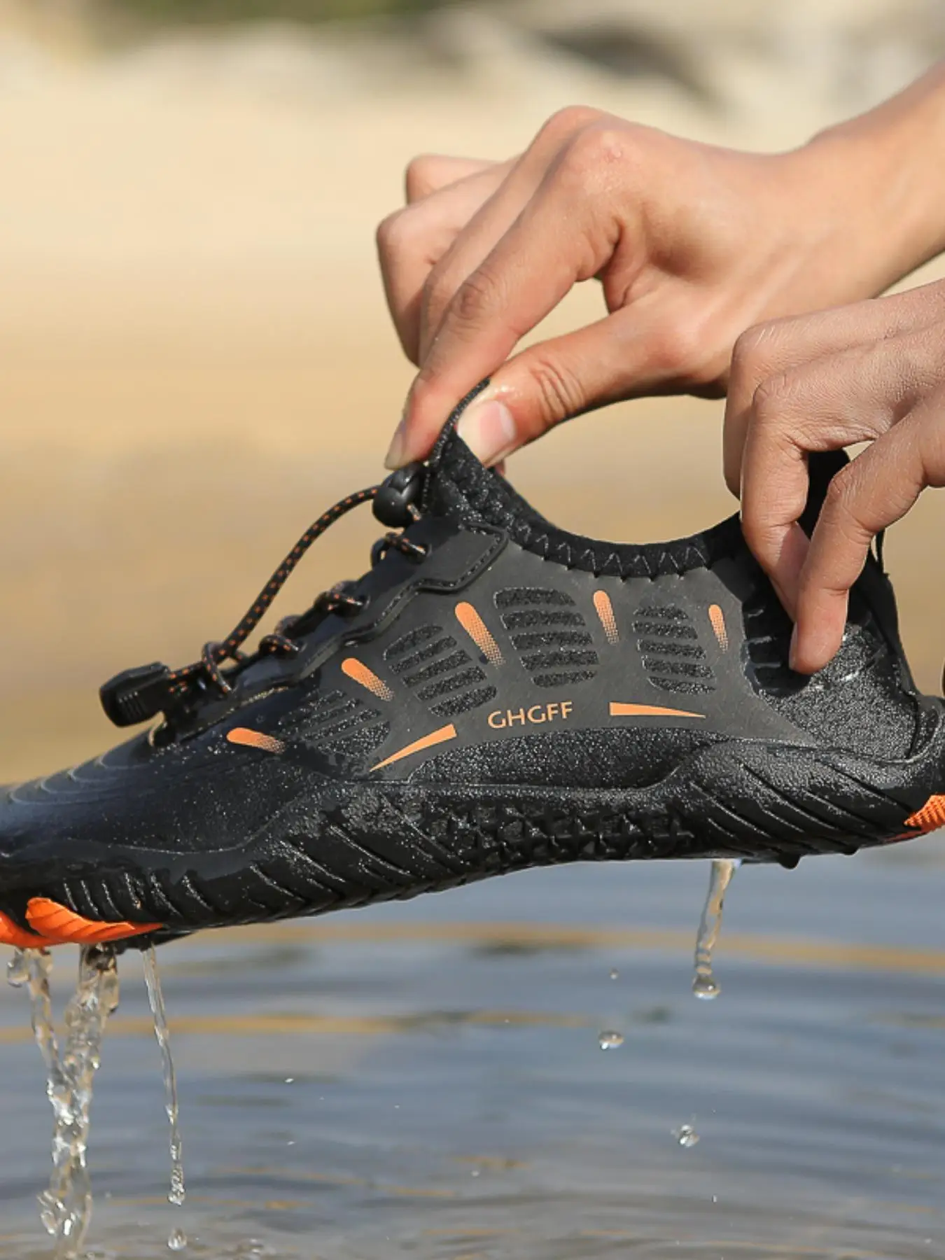 Men's Letter Patchwork Design River Trekking Shoes, Lightweight Breathable Comfortable Sports Footwear, Outdoor Hiking Shoes for Men, 2024 Summer Wate