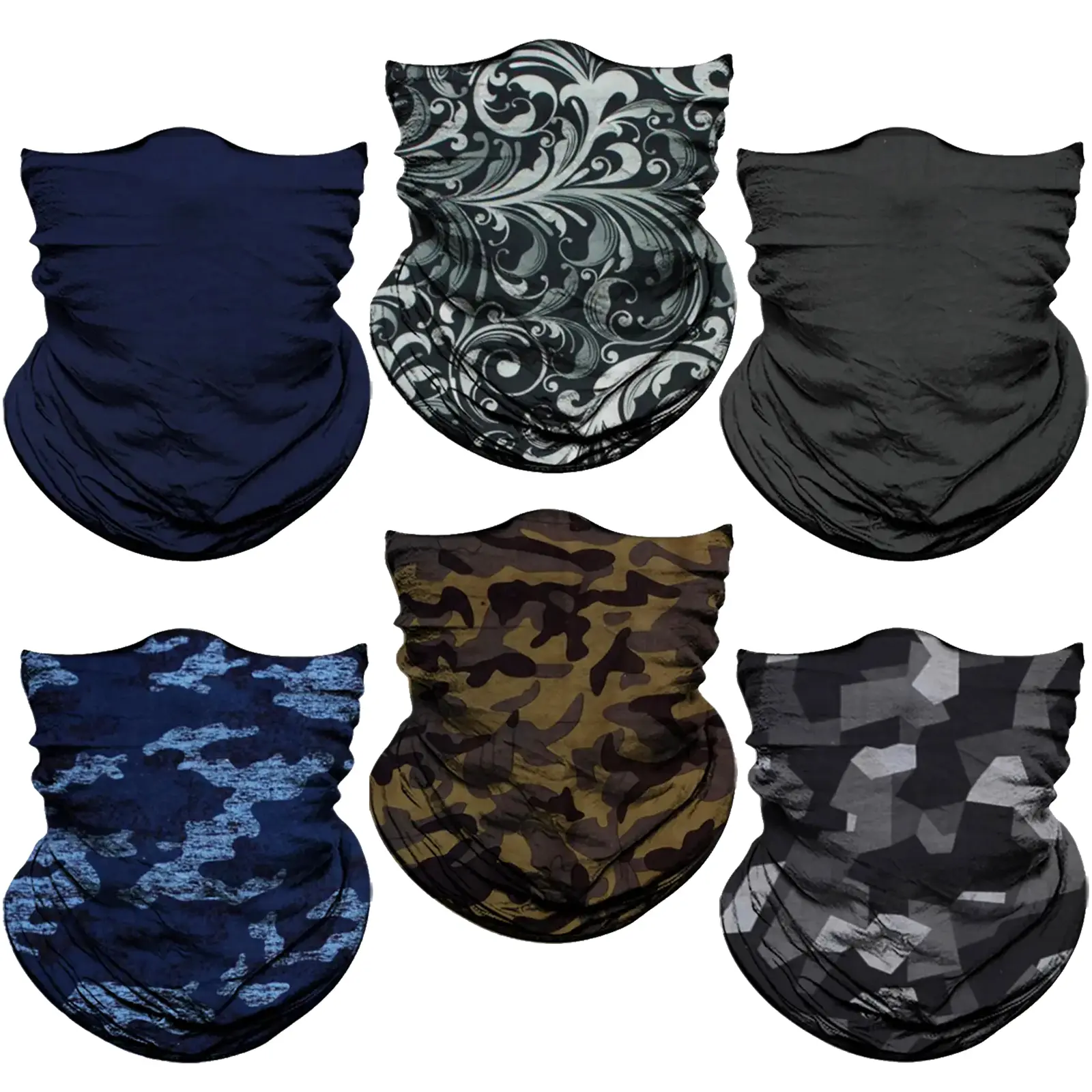 Venswell 6 Pack Outdoor Camouflage Jungle Neck Gaiter for Men Women Headwear Bandana Head Wrap Face Scarf Mask Cover Warmer Balaclava-Seamless & Versatile