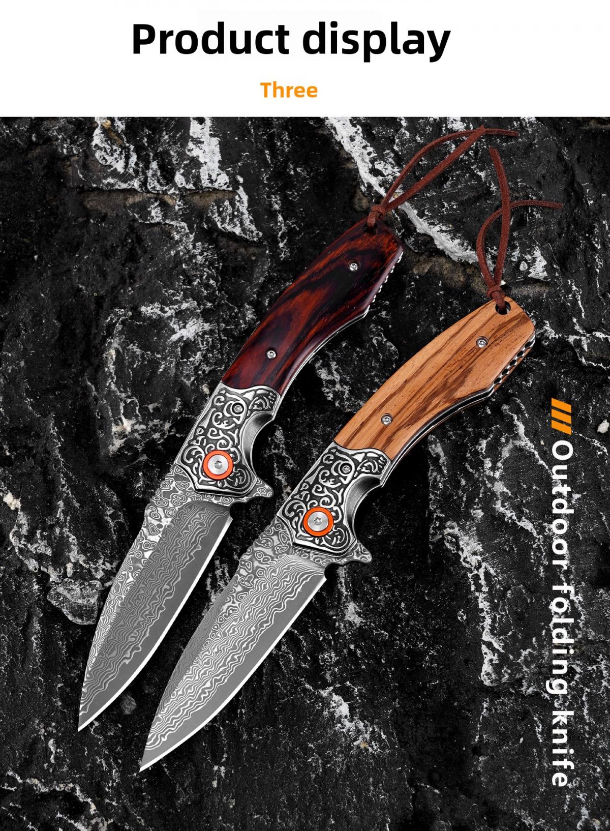 2026 New Outdoor Folding EDC Knife High Carbon Steel Blade Wood Handle Compact Knife For Camping Hiking Adventure