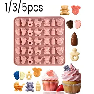 Cartoon Silicone Molds for Candy Chocolate Cake Decoration, Reusable Easy Release Baking Mold, Handicrafts Tool, 1/3/5 Pieces Set