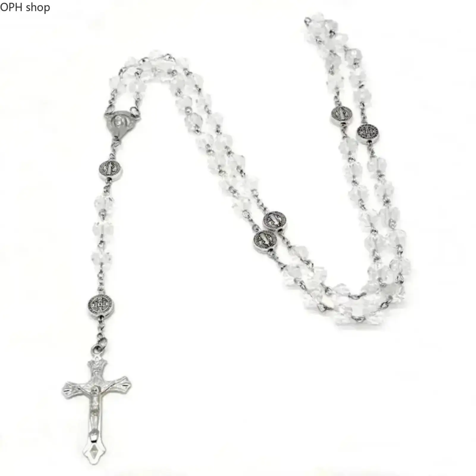 Men's Colorful Crystal Beaded Cross Necklace - Religious Rosary Chain With Cross Design Spiritual Pendant - Baptism, Confirmation, First Communion Sentimental Costume Jewelry Gift For Boyfriend