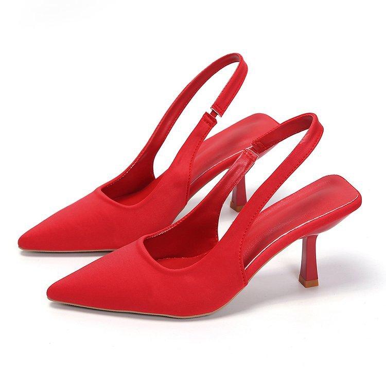 Spring Summer Pointed Toe Stiletto High Heeled Shoes Open Back Closed Toe Sandals Fairy Style High Heels to Match Skirts Spring Summer Pointed Toe Stiletto High Heeled Shoes Open Back Closed Toe Sandals Fairy Style High Heels to Match Skirts