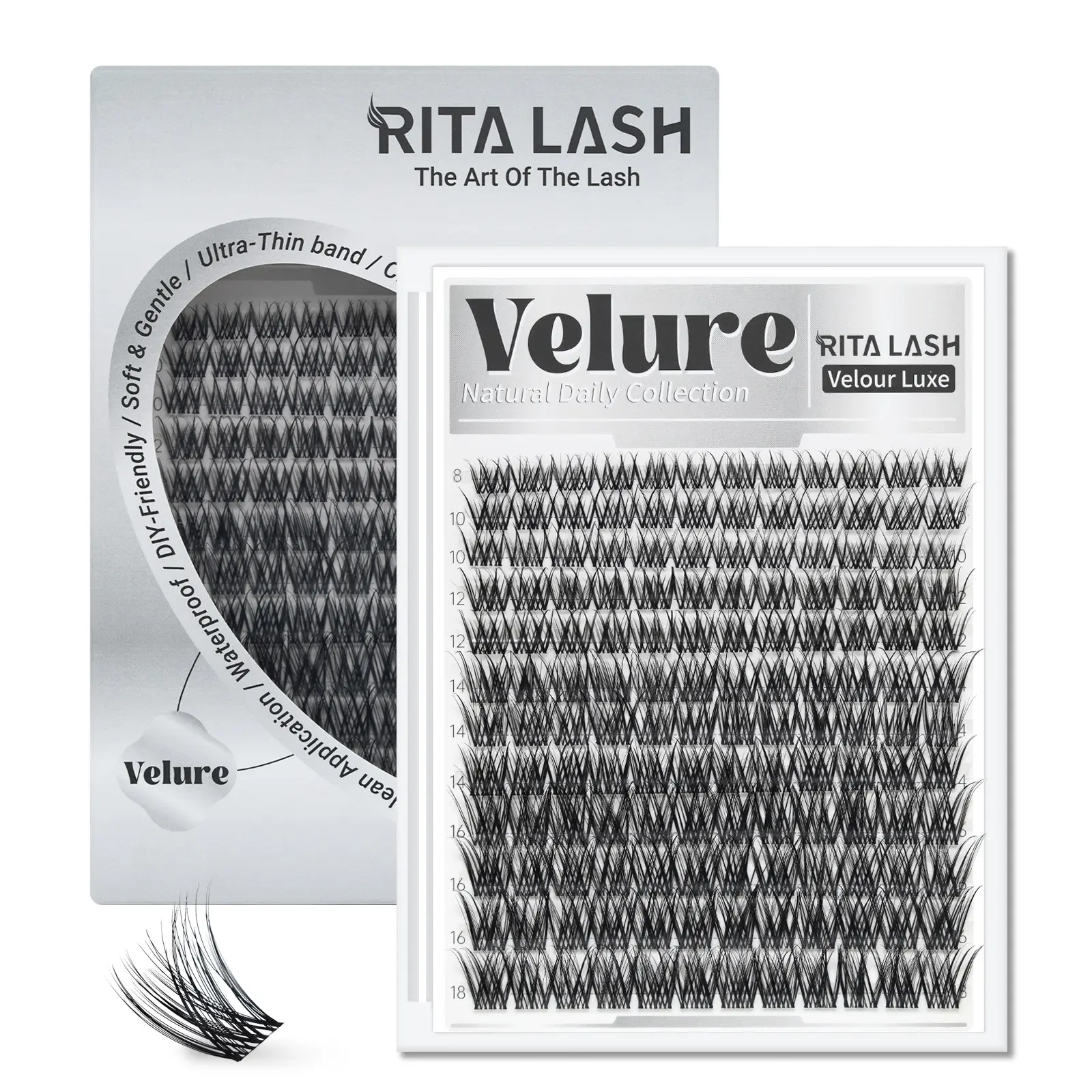 Velure | RITALASH 144pcs Velure Eyelash Extension Lashes with Ultra-Dense, Waterproof, Long-Lasting Lashes | Venus | Natural Daily | Beginner-Friendly | Popular & Must-Have Clusters Volume Cluster Lashes
