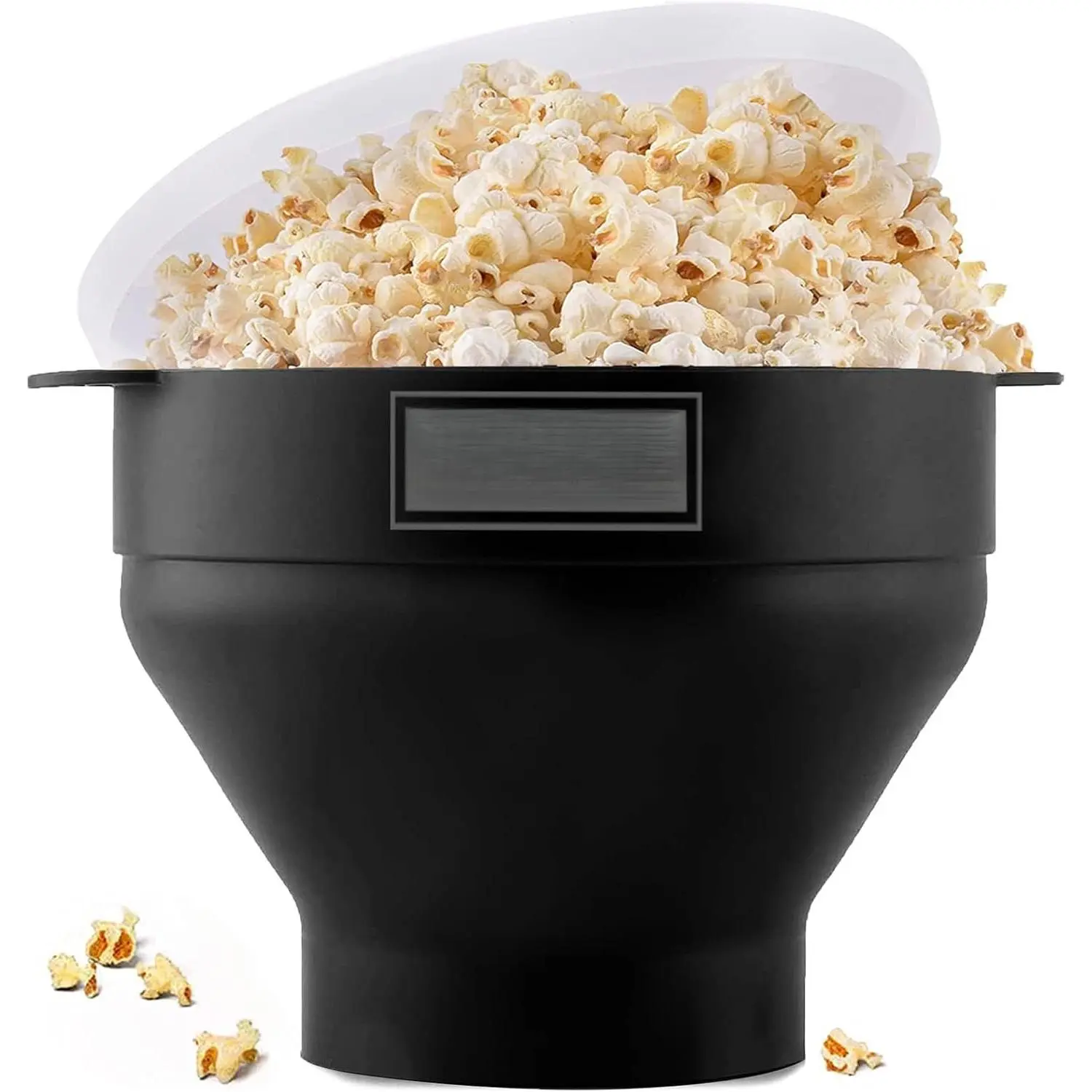 The   Microwaveable  Popcorn Popper,  Microwave Popcorn Popper, Collapsible Microwave Popcorn Maker Bowl, Dishwasher Safe - Black
