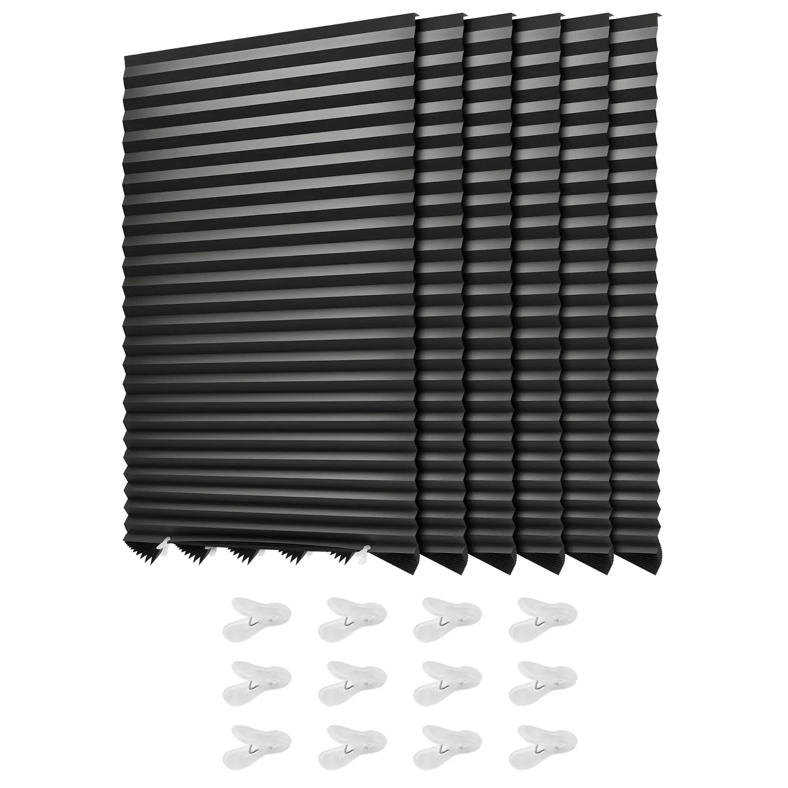 Paper Blinds, 6 Pack, 36 in x 72 in, Temporary Blackout Pleated Paper Shades, No Tools No Drilling, Pleated Blinds with Adhesive, Easy to Cut and install, Kitchen, Bedroom, Designed for Indoor Windows