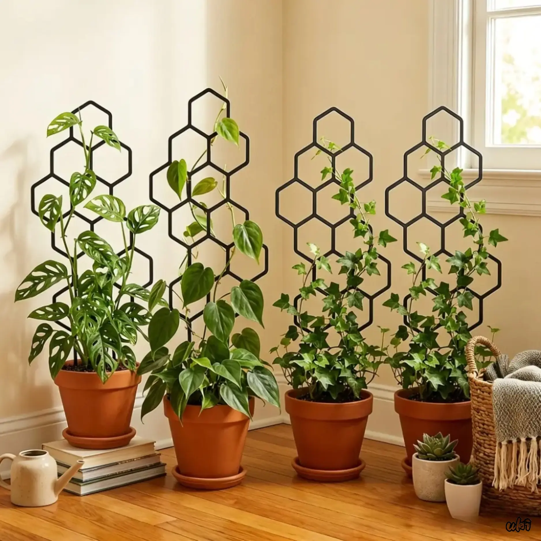 4 Pack Plant Climbing Trellis, Rust-Proof Simple Structure Vine Support Frame, Space-Saving Plant Stakes for Potted Vines, Flowers and Vegetables, Multipurpose Indoor Outdoor Yard Garden Growing Support Helper, Climbing Plant Stand, Gardening Supplies