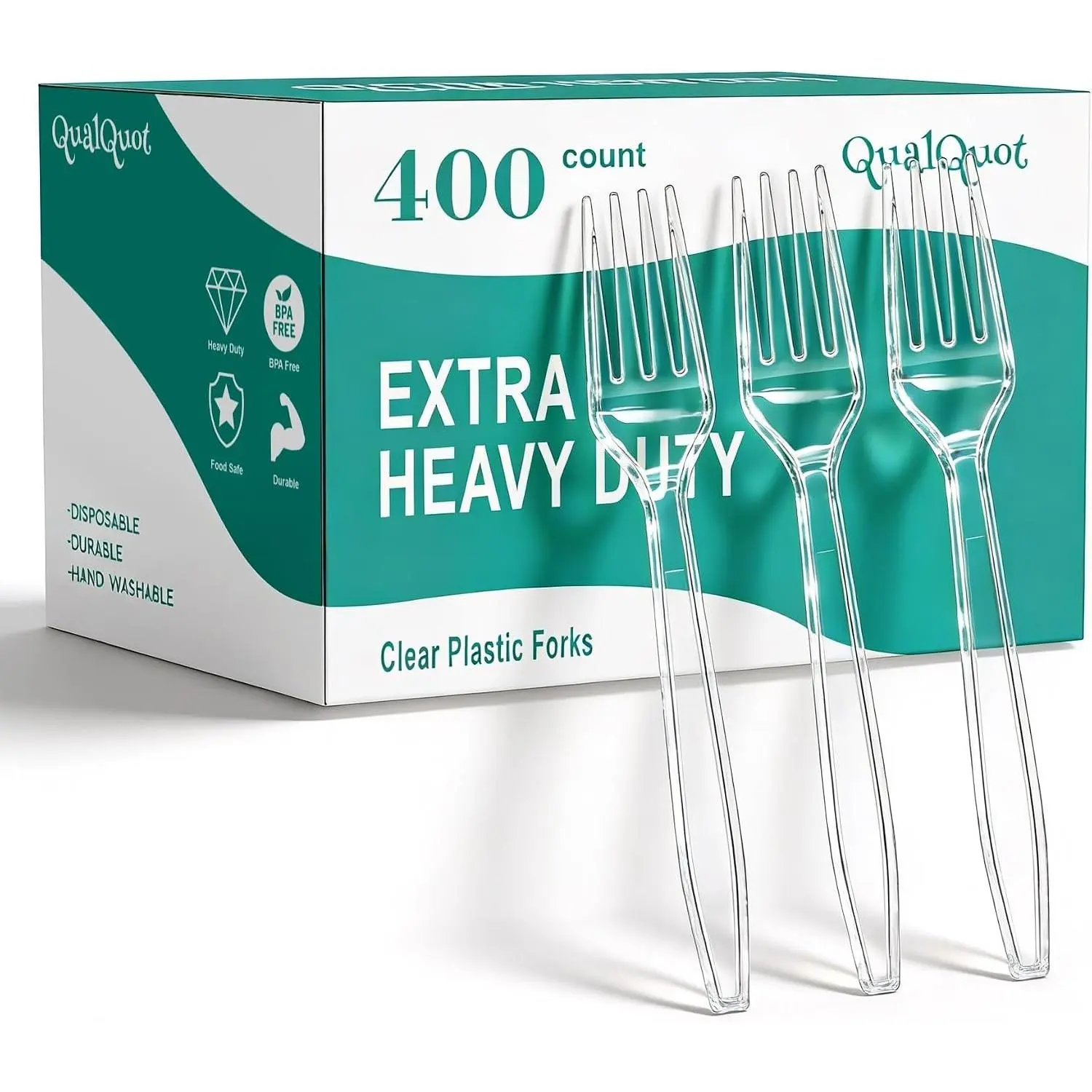 400 Count Heavy Duty Clear Disposable Plastic Forks for Parties Picnics Camping Weddings Daily Use