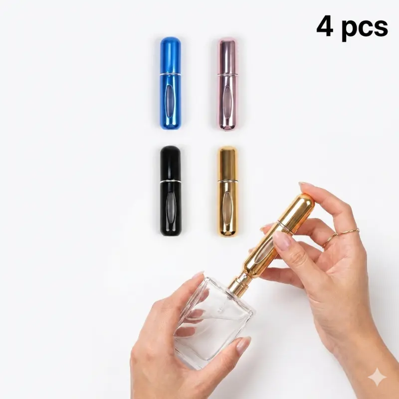 Perfume Travel Refillable Spray Bottle, 4 Count Compact Size Mini Perfume Atomizer, Portable Non-leakage Perfume Sprayer, Lightweight Easily Portable Travel Essentials, Cosmetics Makeup Tools, Gifts for Men and Women--wb