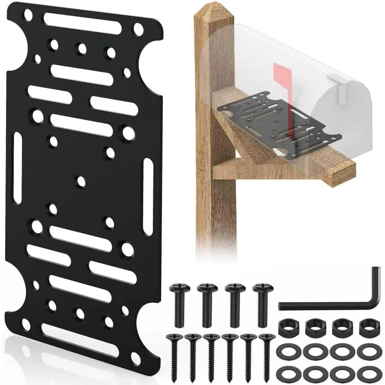 Mailbox Mounting Bracket Heavy-Duty Plate for Post Mount Mailboxes compatible with multiple common mailbox brands