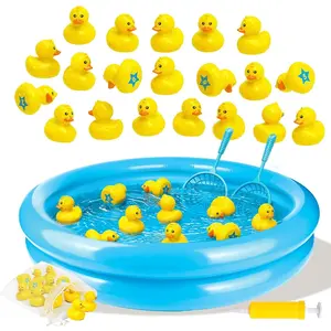 Duck Pond Matching Game Toys for Kids - 20 Plastic Ducks with Numbers,25" x 5" Kiddie Pool | Storage Bag, 2 Nets-Fun Memory Games - Water Outdoor Game for Children,Preschooler, Birthday Party Carnivalfidget toys