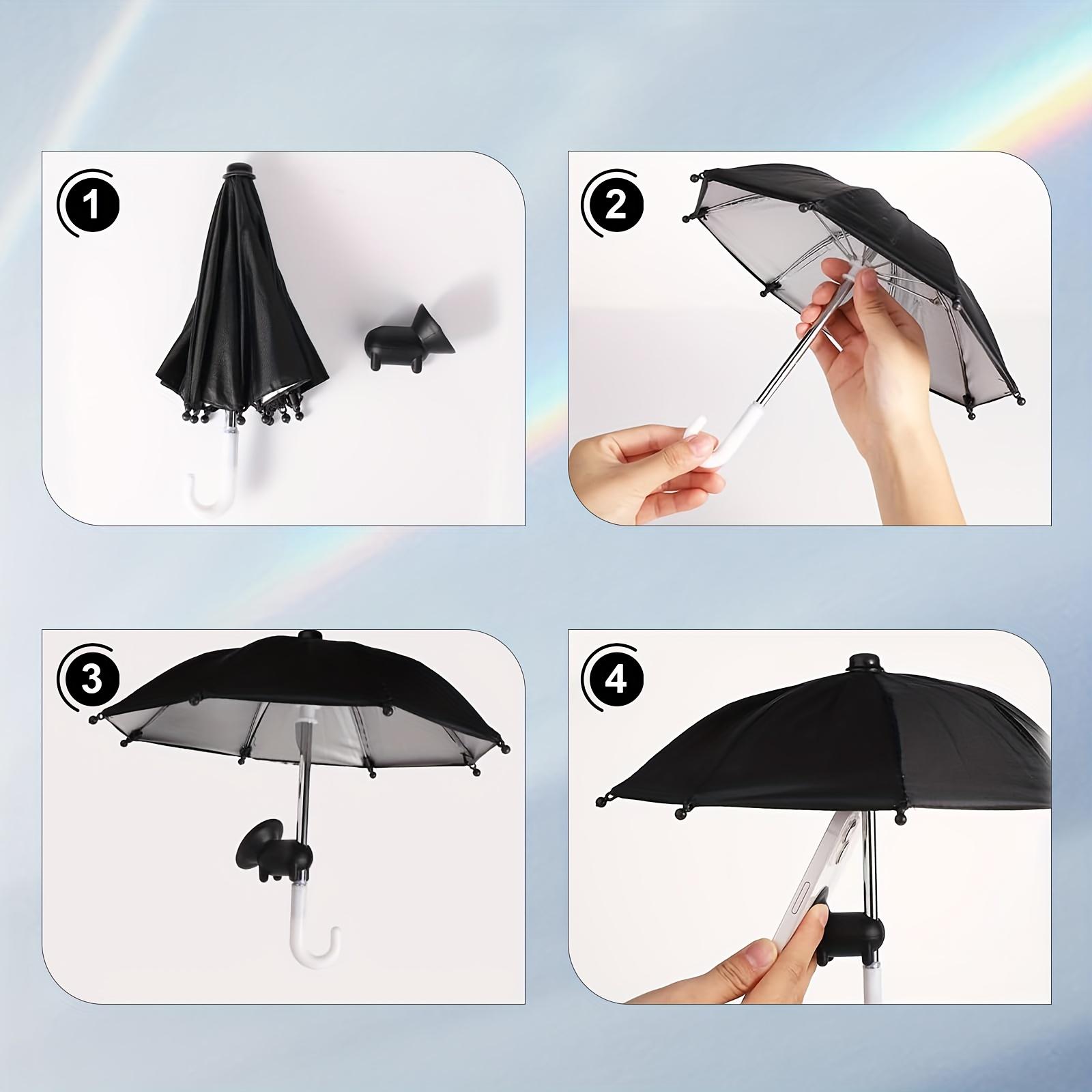 Outdoor Sun Protection Phone Umbrella Stand with Adjustable Suction Cup, Cute Design, Ideal for Beach Travel, Durable Frame, Cute Phone Stand & Sun Protector for Phone/Android Phones