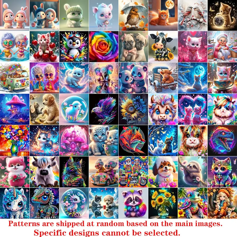 10/20/30 Pcs 5D Diamond Painting Kit, 20x20cm Full Drill DIY Art, Diamond Pattern Design, Random Cute Cartoon Animal/Flower/Portrait Designs, Wall Decor Craft for Beginners & Adults