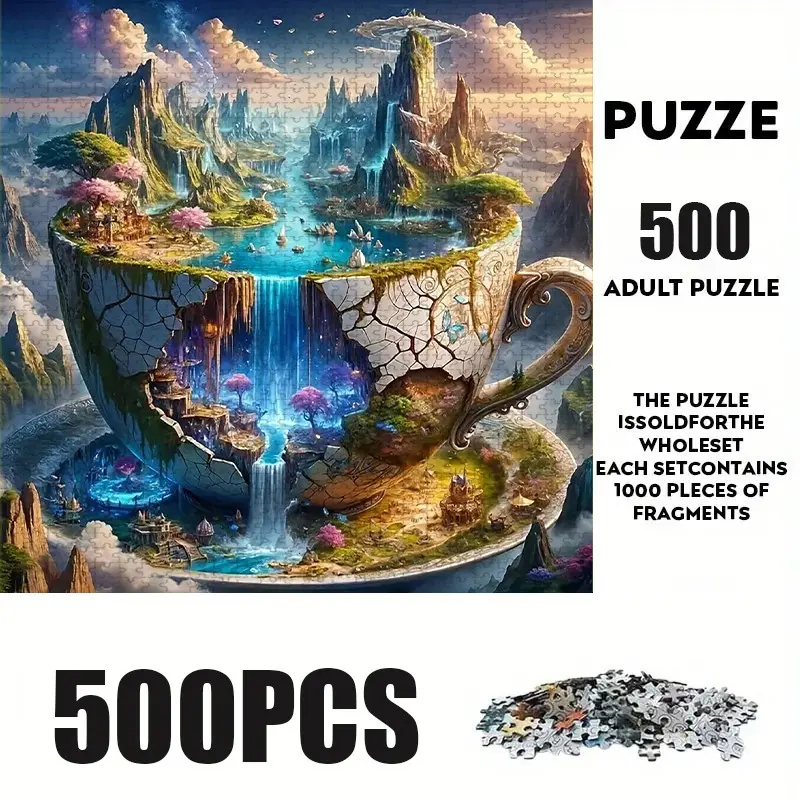500 Piece World Theme Puzzle, Large Adult Family Interactive Toy, DIY Home Decor Brain Challenge, Holiday Scene, Mixed Colors, Perfect Gift