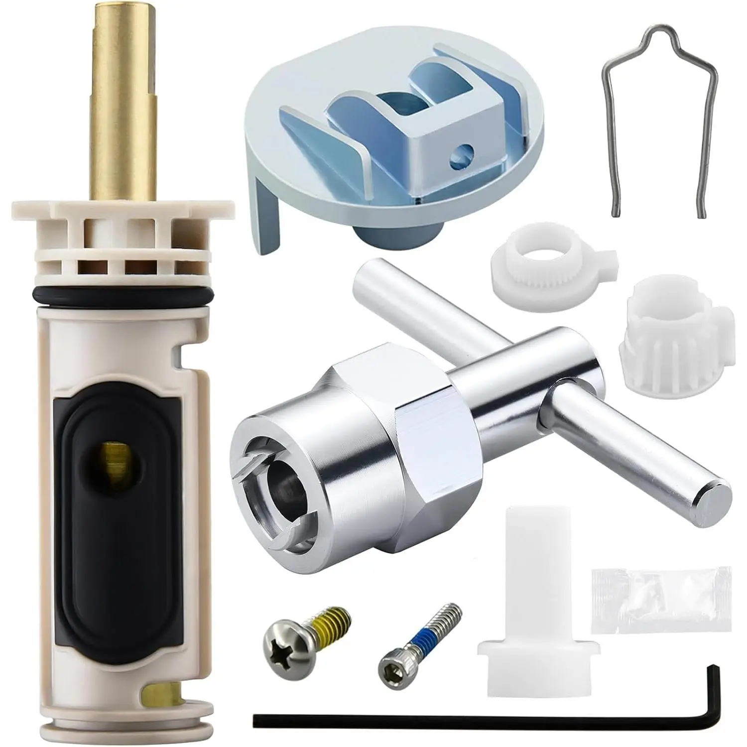 Residential Brass Core Shower Cartridge Kit Set - Moen 1222 Replacement with Removal Tool, Single Handle Posi Temp Shower & Tub Faucet Valve Leak Fix for Stiff Handle, Temperature Issues
