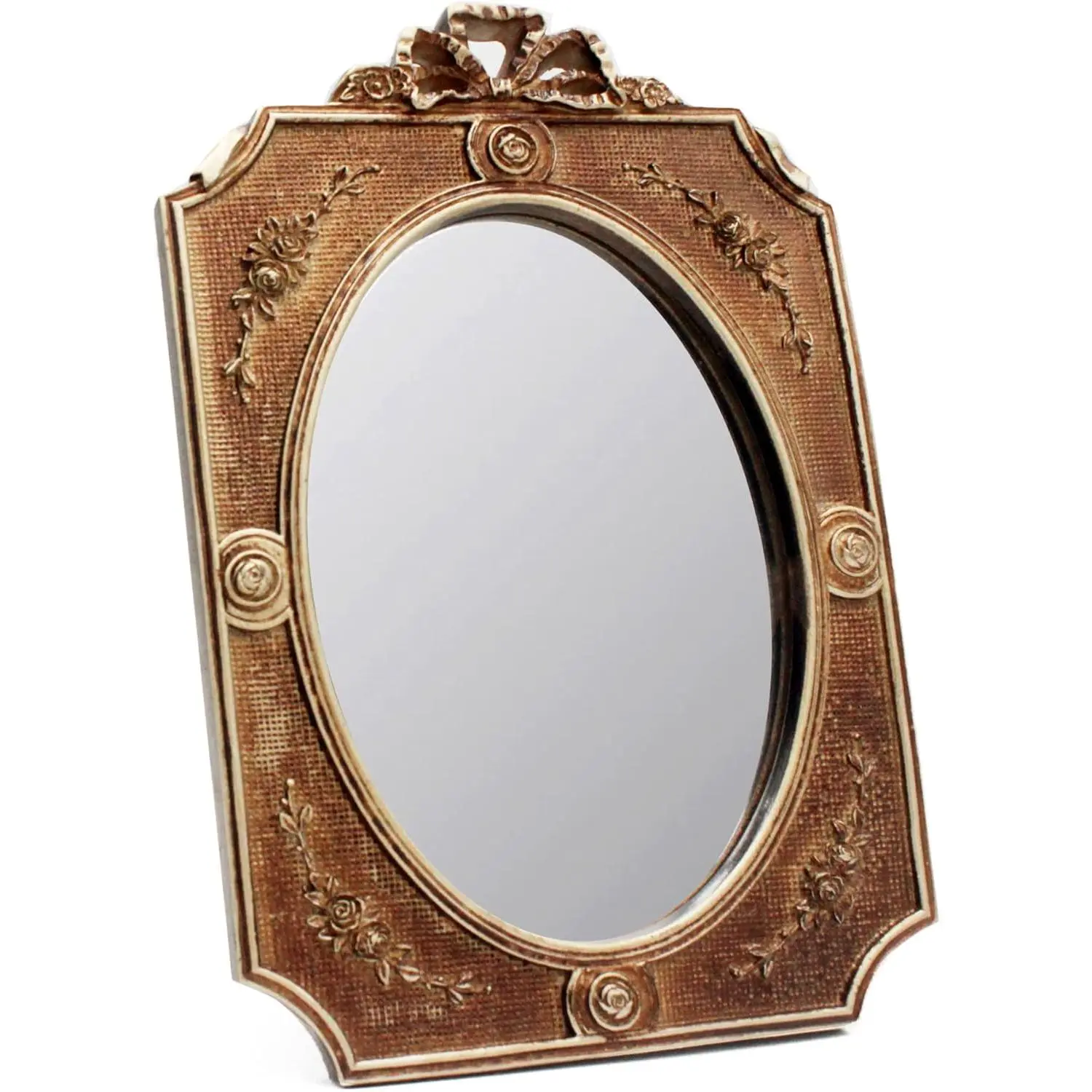 Eaoundm Antique Decorative Wall Mirror Vintage Hanging Mirror Desktop Mirror Table Mirror 9.1 x 6.5 inchs Oval