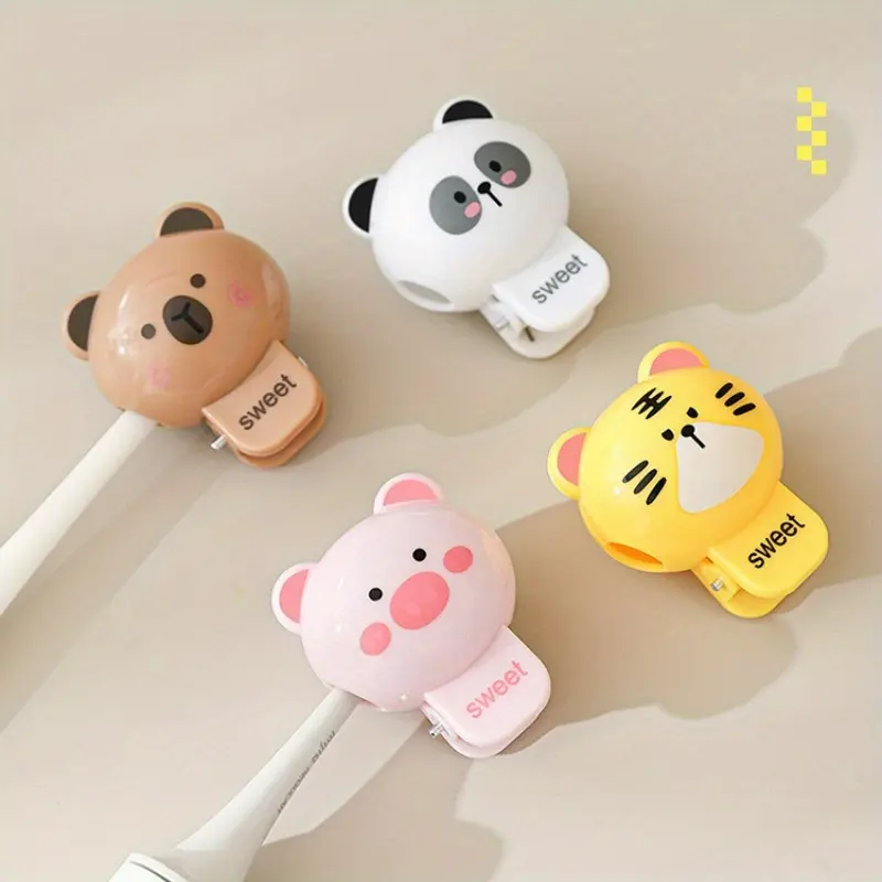 1pc 4pcs Cute Animal Toothbrush Cover Set, Household Toothbrush Holder, Protective Clip, Travel Toothbrush Cover, Dustproof Toothbrush Head Cap