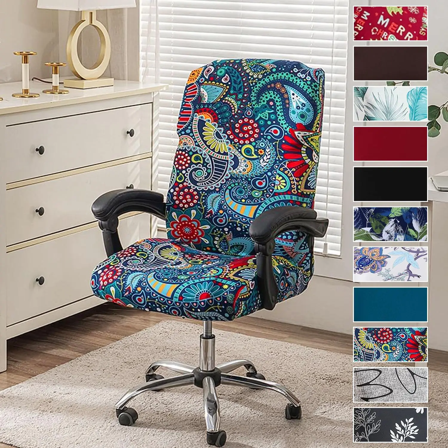 Universal Computer Chair Cover, Flexible Fit Washable Dust Proof Office Gaming Protector, Soft Elastic Material Machine Washable