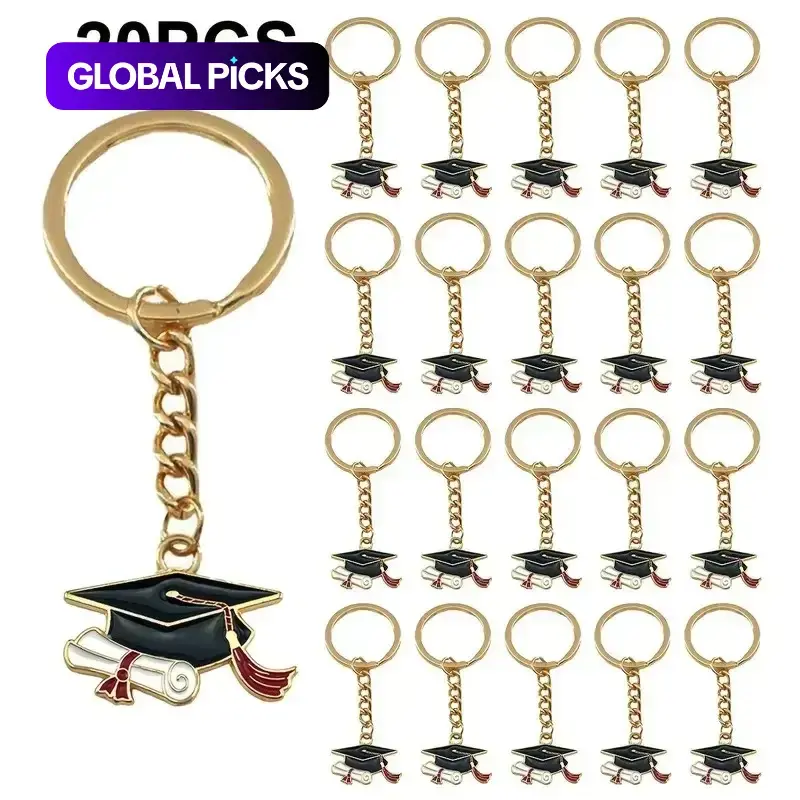 Graduation Cap Keychain, Keyrings, Metal Keychains, Metal Material, Graduation Accessories, Perfect for Graduation Gifts, Backpack, Phone, Car Decoration, Gift for Classmates and Teachers, Keychain For Bags #GLOBAL PICKS