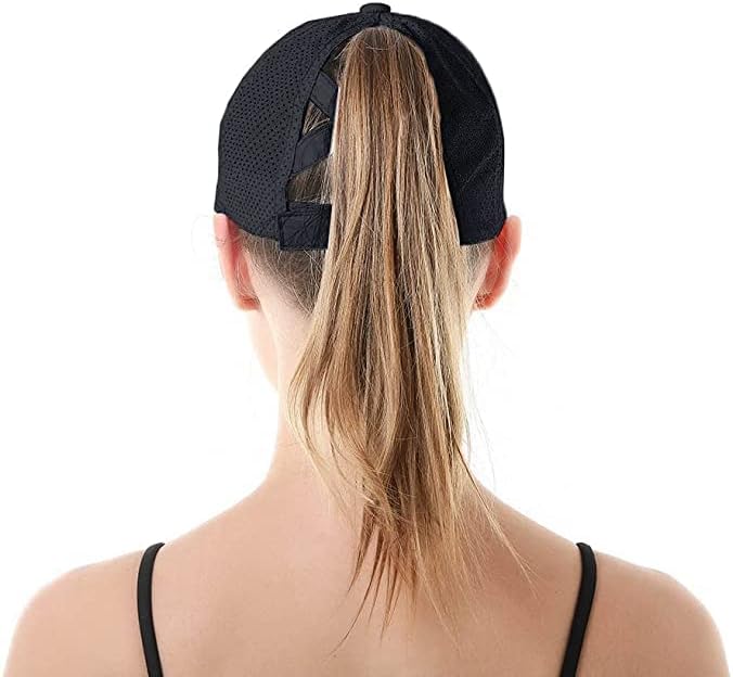 BIGWIG Women's Baseball Cap with Ponytail Opening, High Bun Ponytail Hat, Breathable Summer Sports Cap, Quick-Drying, Adjustable Buckle, Breathable Mesh Casual Hat, Summer Running Hat, Adjustable Sun Hat