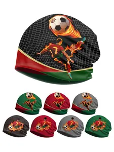 Player wearing the No. 7 jersey, soccer pattern, Open-Top Design Beanie, suitable for outdoor activities like cycling, hiking and football, unisex, ideal as a holiday gift