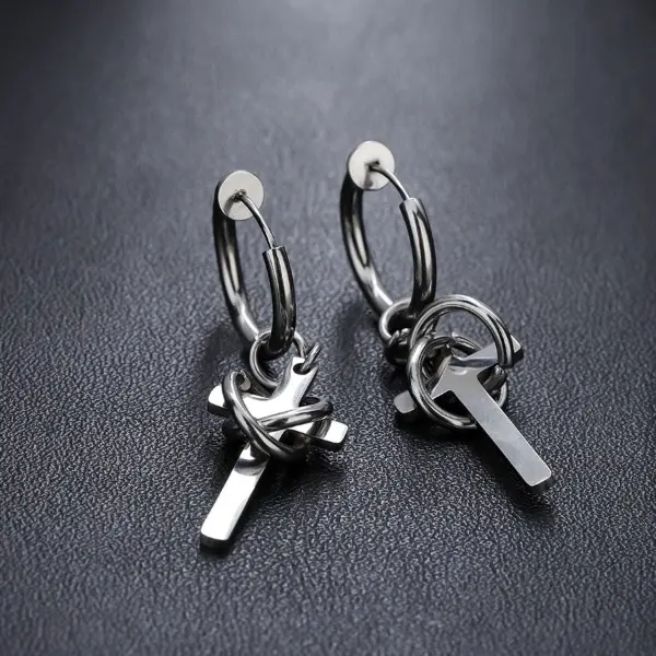 1 pair of cross-wrapped earrings, men's titanium steel earrings, ear clips, women's niche design ear clips, high-end accessories