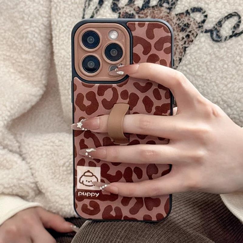 Fashion Leopard Pattern Phone Case with Ring Holder, Shockproof Phone Protective Cover, Phone Accessories Compatible with iPhone 17 16 15 14 13 12 11 Pro Max, Casing