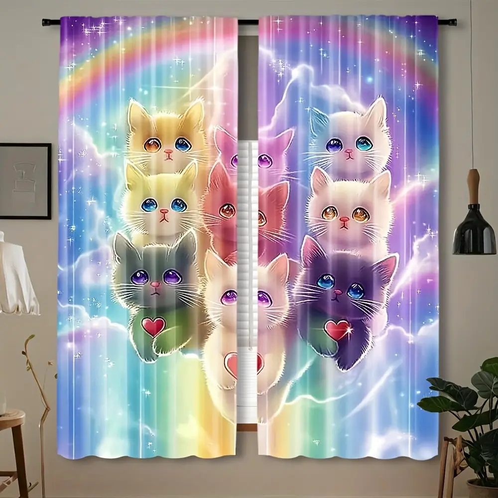 2-piece set of print curtains, cute cartoon pattern, machine washable,-pole design, suitable living rooms, bedrooms, and other settings Snowman Winter Scene Window german blinds valance green home decorative vintage decor party decoration blackout interio