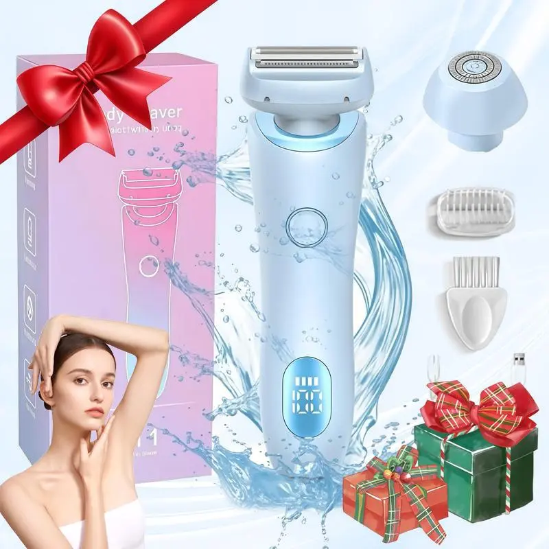 2 in 1 Electric Shaver, 1 Box Rechargeable Wet & Dry Use Hair Removal Machine & Accessories, Women's Body Hair Trimmer for Legs, Underarms, Pubic Hair