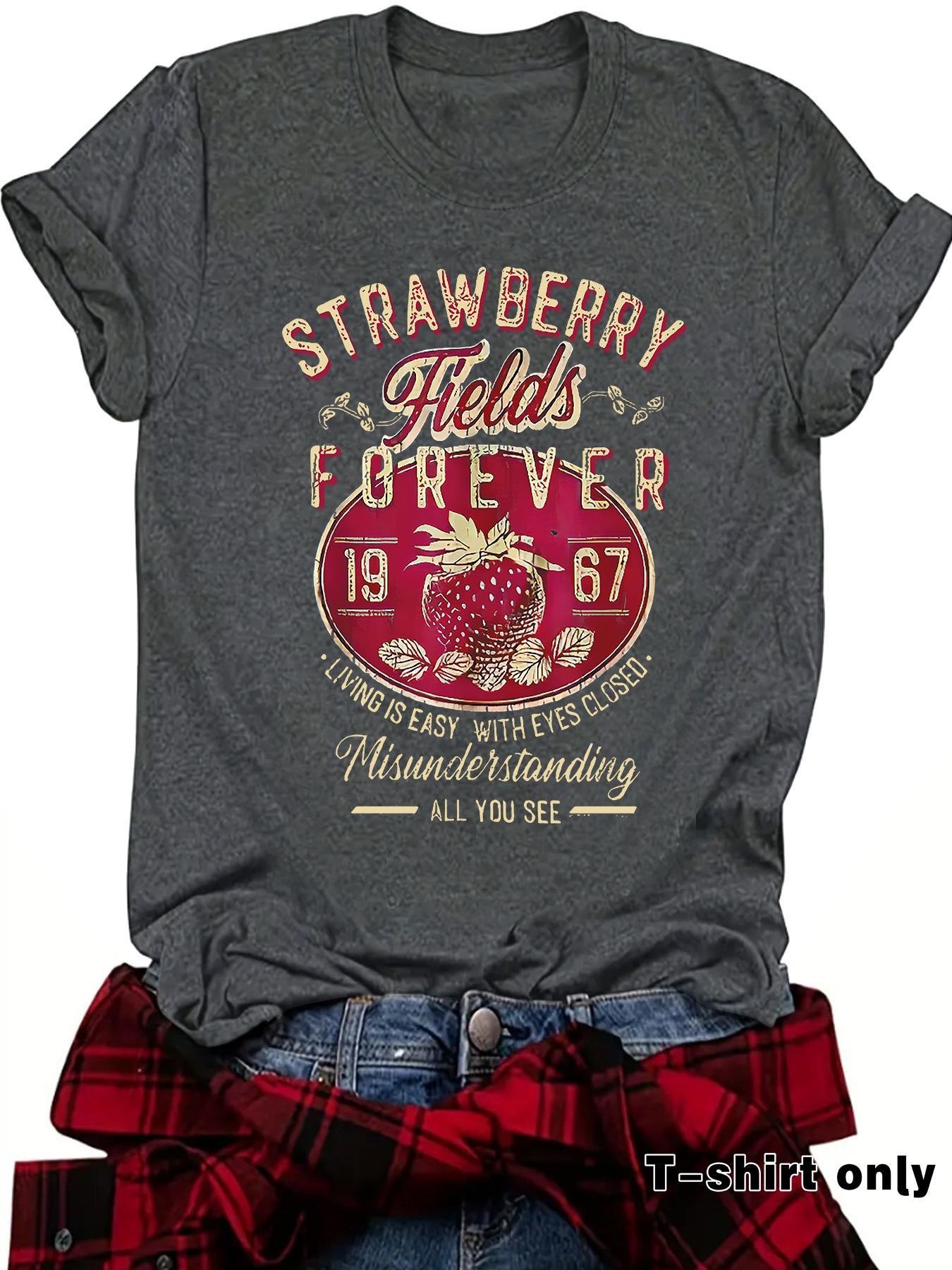 Women's Letter Print Round Neck Tee, Casual Short Sleeve Crew Neck T-shirt for Summer, Fashion Women's Top for Daily Wear