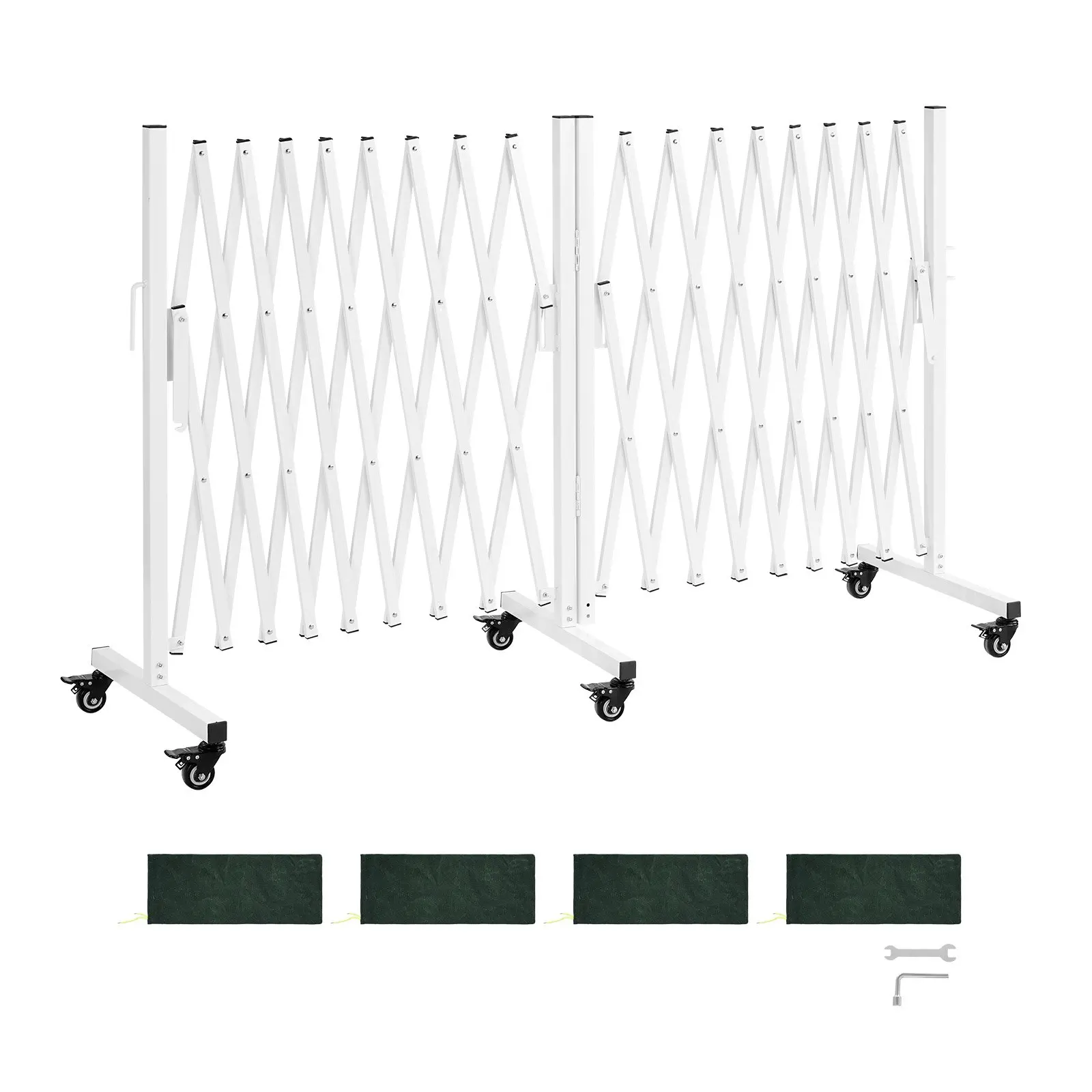 VEVOR Double Expandable Barricades, 18FT Expandable Safety Barrier, 0-180 Rotatable Mobile Barricade with Locking Casters, Portable Folding Security Gate Traffic Fence for Patio Garden Stairway