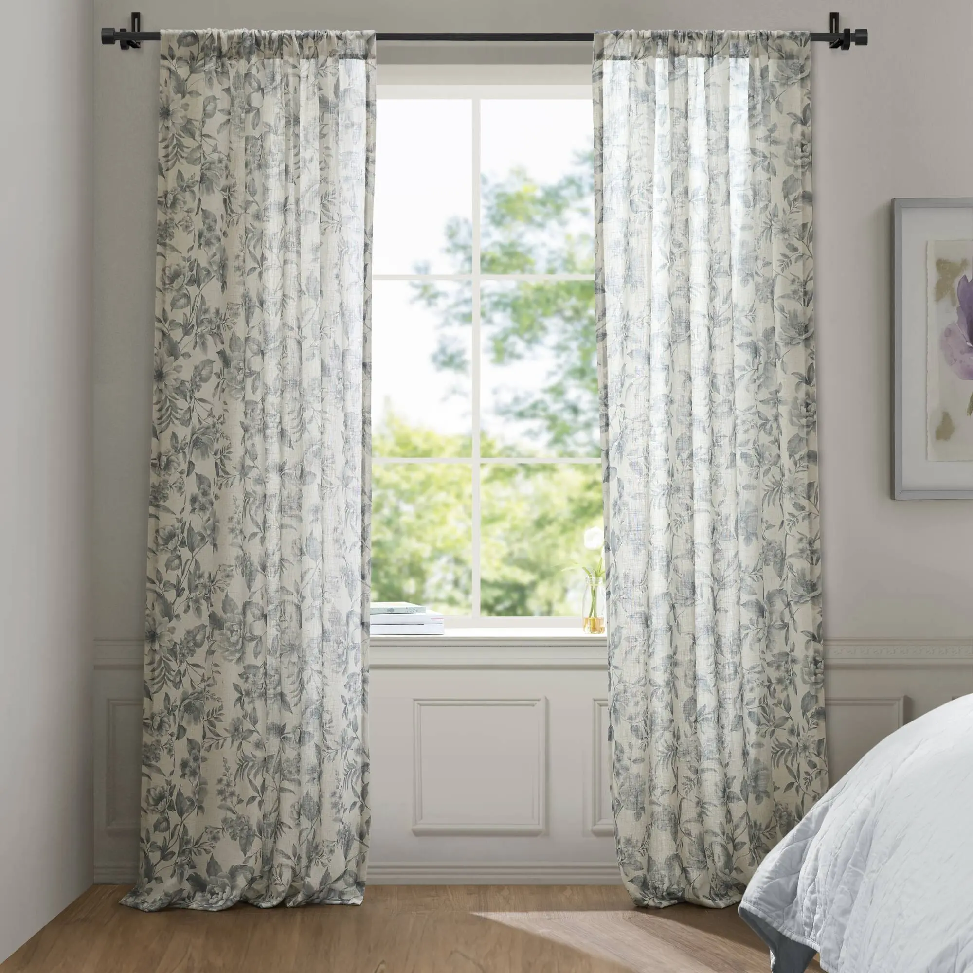 ARCH 42x84 Inch Lana Window Panel Blue Curtain Drape for Living Room Bedroom, Light Filtering Sheer Voile Rod Pocket Curtains, Single Panel, Modern Home Decor Window Treatment, Home Furniture and Household Product Search Terms for US Online Shopping
