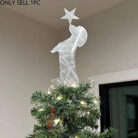 Dachshund Dog Christmas Tree Topper, Handmade Metal Dog Art Holiday Decoration for Home, Festive Decorations, Perfect Gift for Dog Lovers