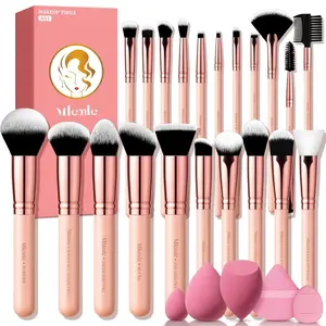 Brushes Set, Mlemle Professional 26 Pcs Makeup Kit, Include Powder Foundation Concealers Blush Eye shadows Eyebrow 21 Pcs Makeup Brushes and 2 Powder Puff, 3 Makeup Sponge(A01-Pink) : Beauty & Personal Care