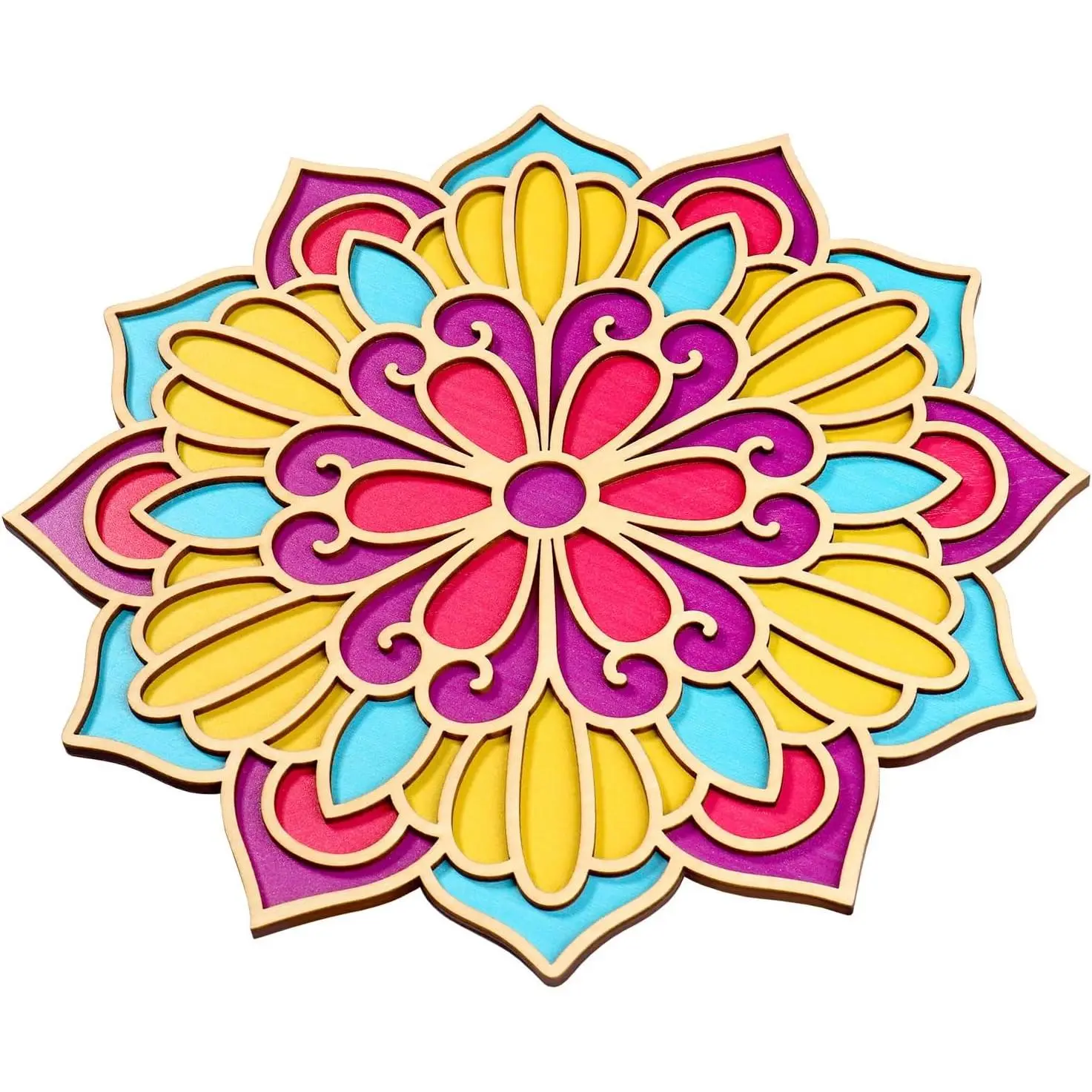 DIY Floral Rangoli Mat for Diwali Decor, Mandala Rangoli Stencils Decorative Board for Indian Traditional Festival Floor New Year Decoration (Traditional Floral B)