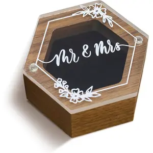 Rustic Wedding Ring Box for Engagement | Wooden Ring Holder for Ring Bearer Box & Ring Bearer Pillows | Engagement Ring Box for Proposal | Jewelry Box, Jewelry Organizer Wedding Registry - Mr & MrsGift.