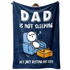 Dad'S Sleeping Gadget Birthday Blanket, A Hilarious Gift For Fathers. A Prank Surprise For Husbands On Father'S Day, A Creative Blanket For Dads Working From Home. A Humorous Gift From Daughters And Sons To Their Fathers