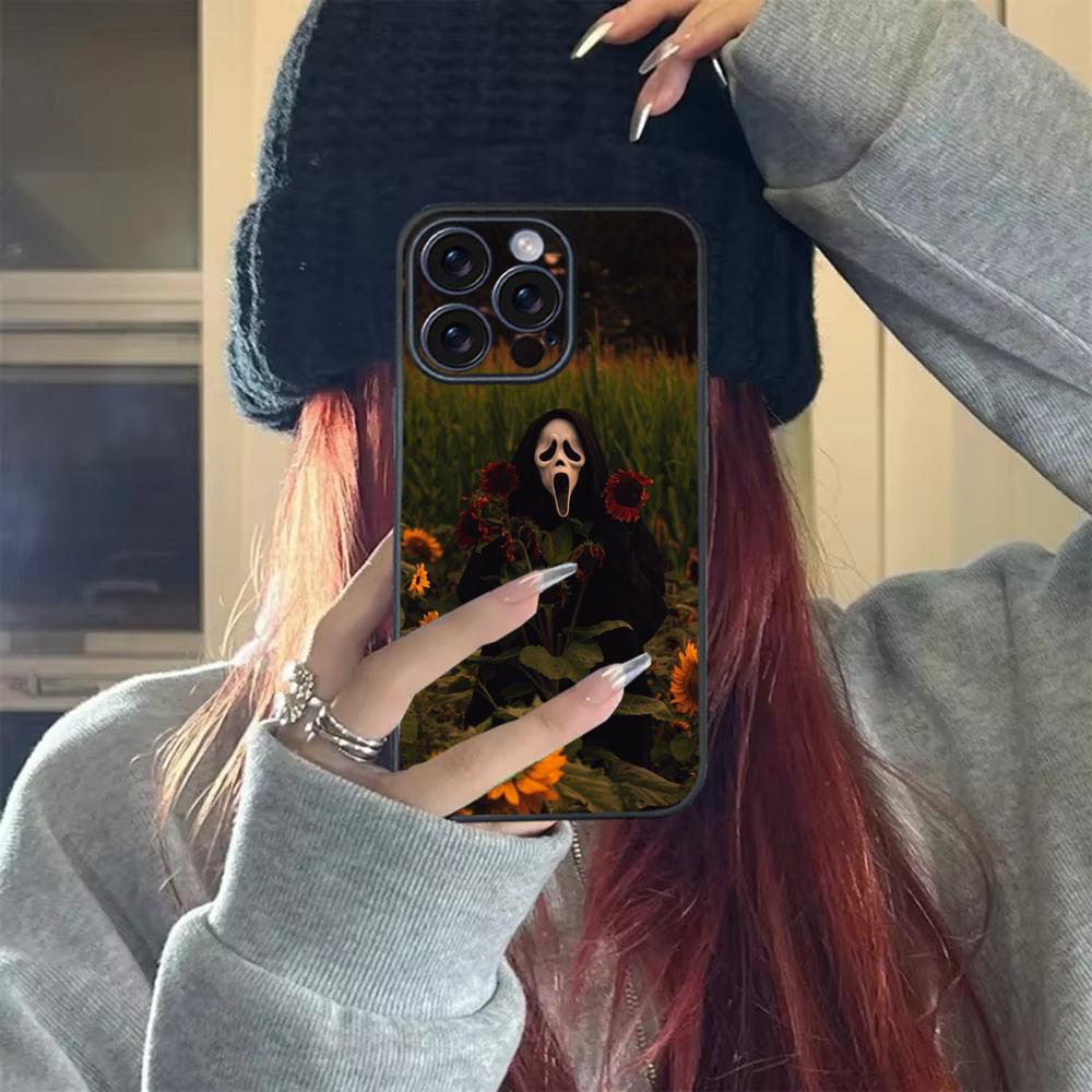 G-Ghostface H-Horror Scream Art Phone Case For iPhone 17 16 15 14 13 12 11 X Plus/Air/Pro Max/Pro TPU Soft to Skin-friendly case Shockproof Cellphone Shockproof Protector Smartphone Protection screen protector Cover Protective Casing