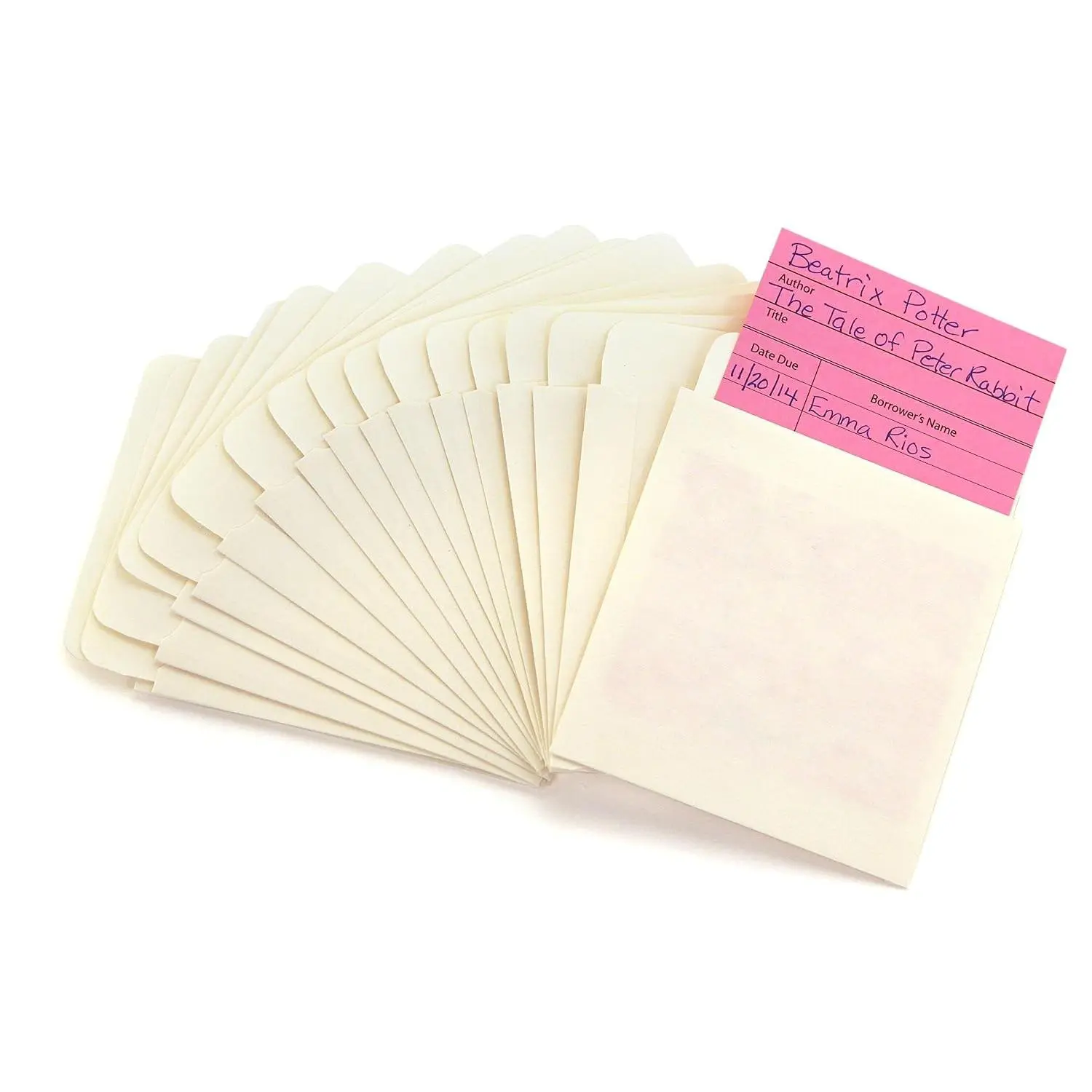 Manila Library Pockets – Self-Adhesive Pocket Envelopes Made in the USA – 4.5 x 3.5 Inches, 40 Pack
