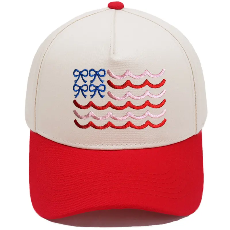 Unisex Classic Baseball Cap with American Flag Bow-Wave Embroidery - Adjustable Breathable Anti-UV Beach Hats for Men & Women, Breathable Cap Hats, Anti-Uv Hats, Classic Baseball Cap For Easy Styling