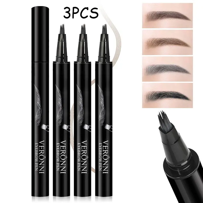 3-Pack Liquid Eyebrow Pencil, Waterproof Sweat-Resistant Long-Lasting, Natural Wild Brows, Beginner-Friendly Daily Makeup, European Style
