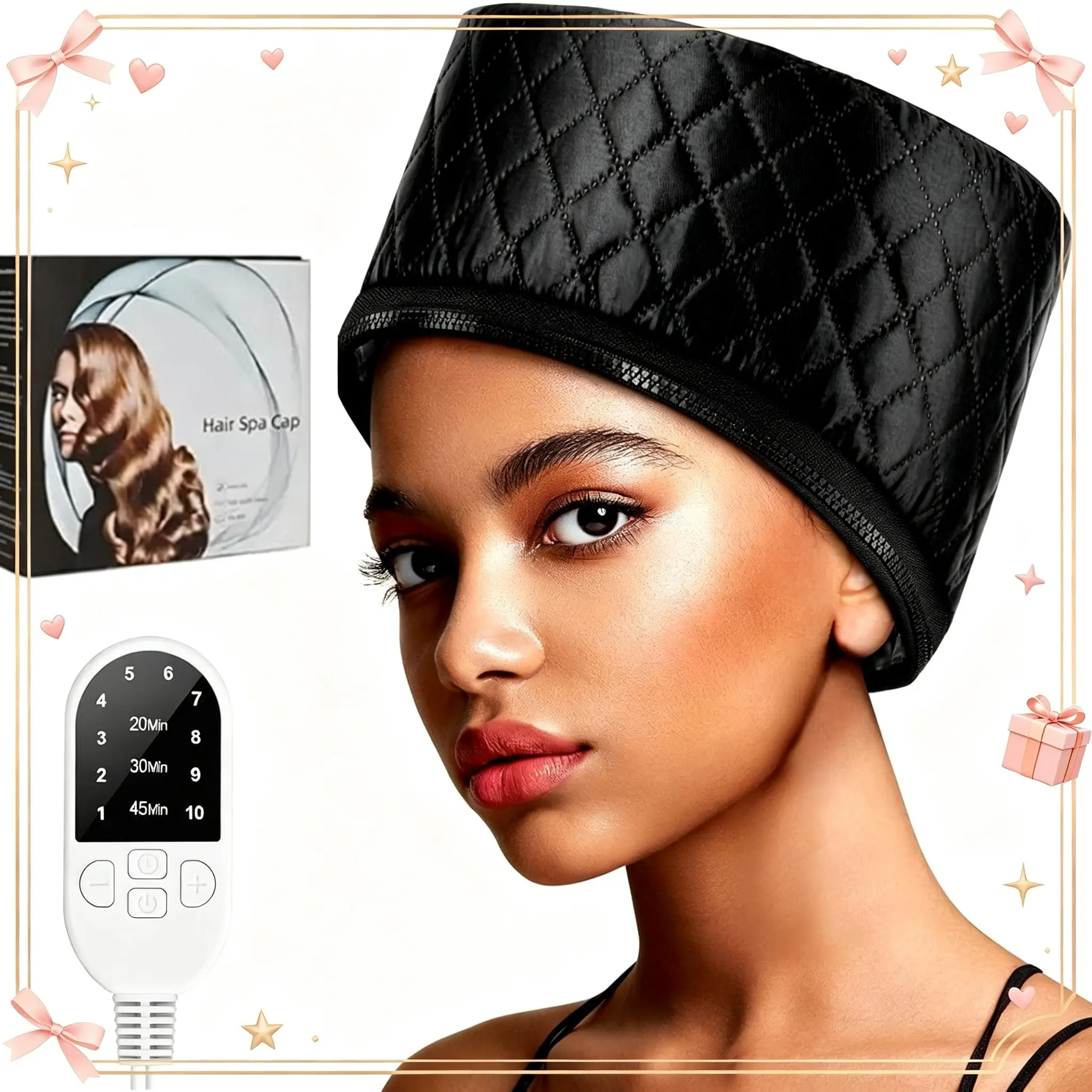 Steam Hair Cap for Home Use, 10 Temperature Settings, 3 Timers, Overheat Protection, Detachable Lining, Ideal for Damaged Hair Repair, Haircare