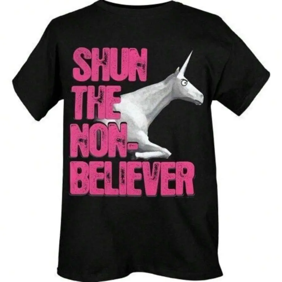 Veenajo Men's 100% Cotton Short-Sleeve Round Neck Streetwear T-Shirt - Charlie The Unicorn Themed Top, Shun The Nonbeliever, Machine Washable