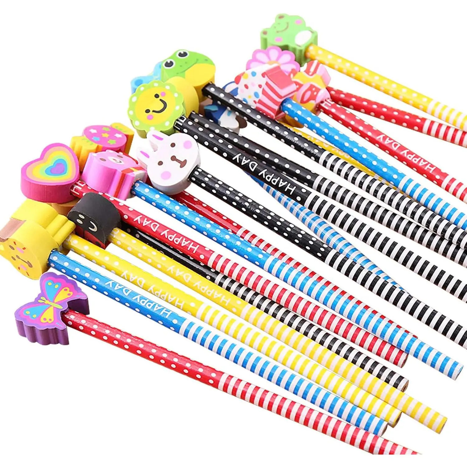 Cute Pencils for , Fun Pencil with Erasers Toppers, Woodcased #2 Pencils for School Classroom(12 Pack)