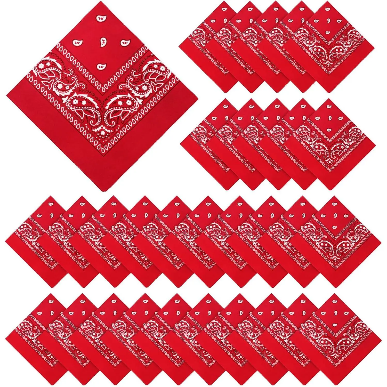 30 Pcs Paisley Bandanas, Bulk Multi-Purpose Unisex Cowboy Headbands, Square Scarf Head Wrap Neckerchief for Women Men(Gift)
