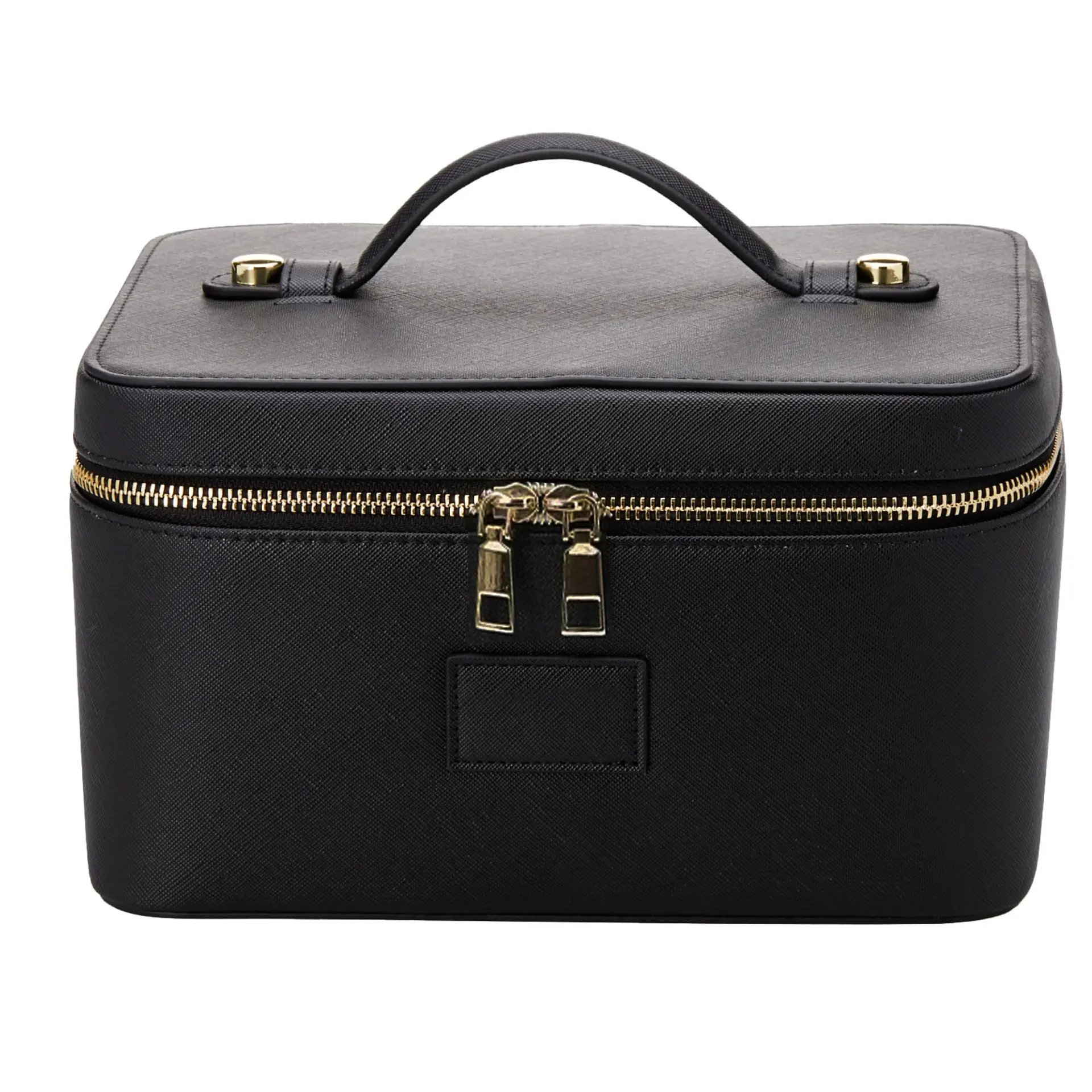 PU Leather Makeup Bag, Large Capacity Waterproof Travel Case, Detachable Compartments, Camera Storage, Unisex Design, Square Shape